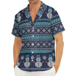 Christmas Snowman Knitted Pattern Print Men's Deep V-Neck Shirt