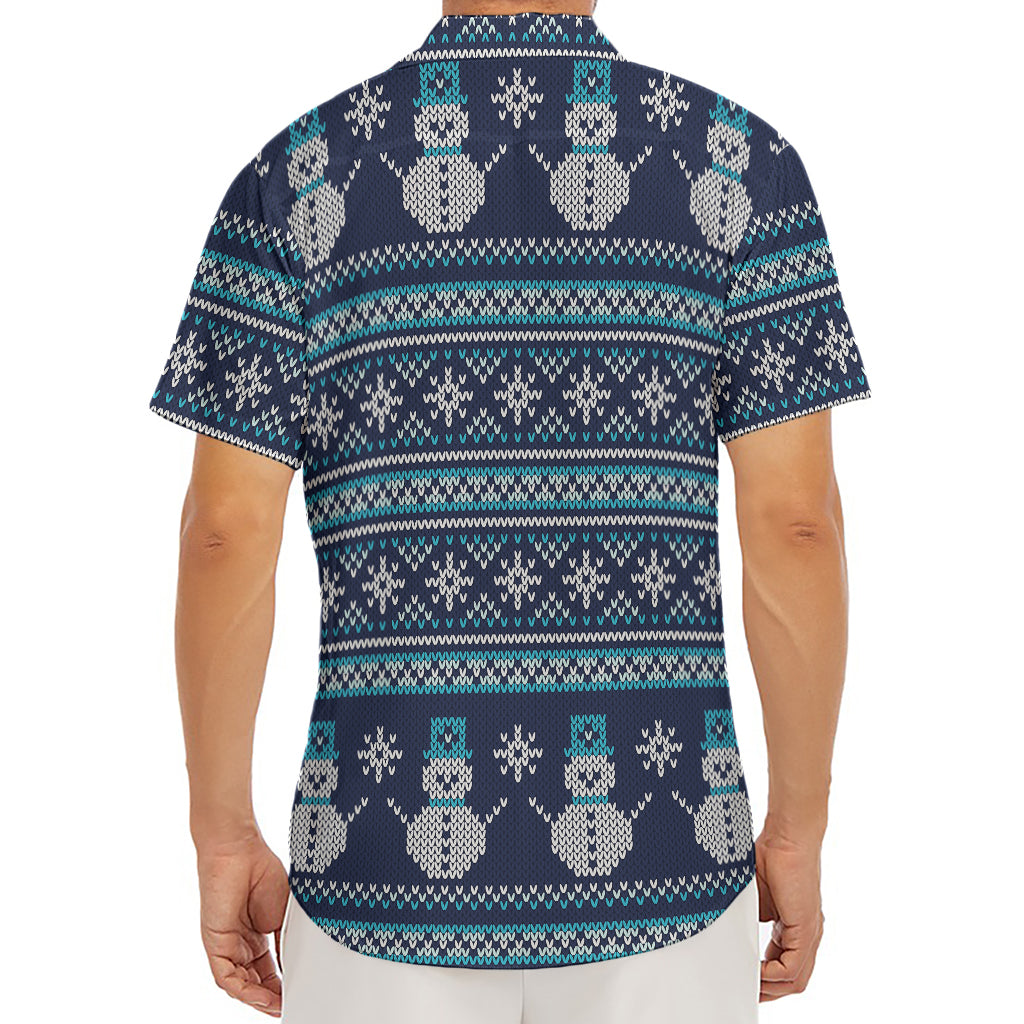 Christmas Snowman Knitted Pattern Print Men's Deep V-Neck Shirt