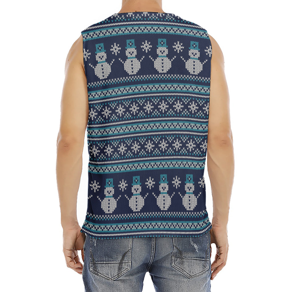 Christmas Snowman Knitted Pattern Print Men's Fitness Tank Top