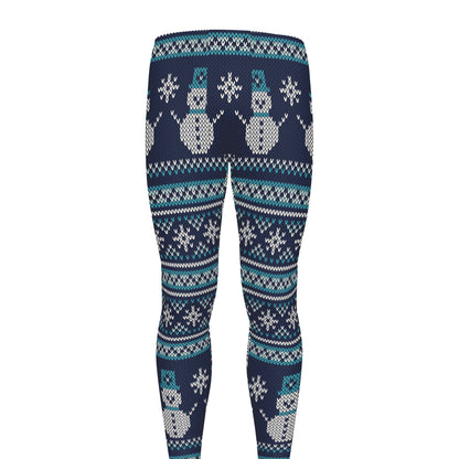 Christmas Snowman Knitted Pattern Print Men's leggings