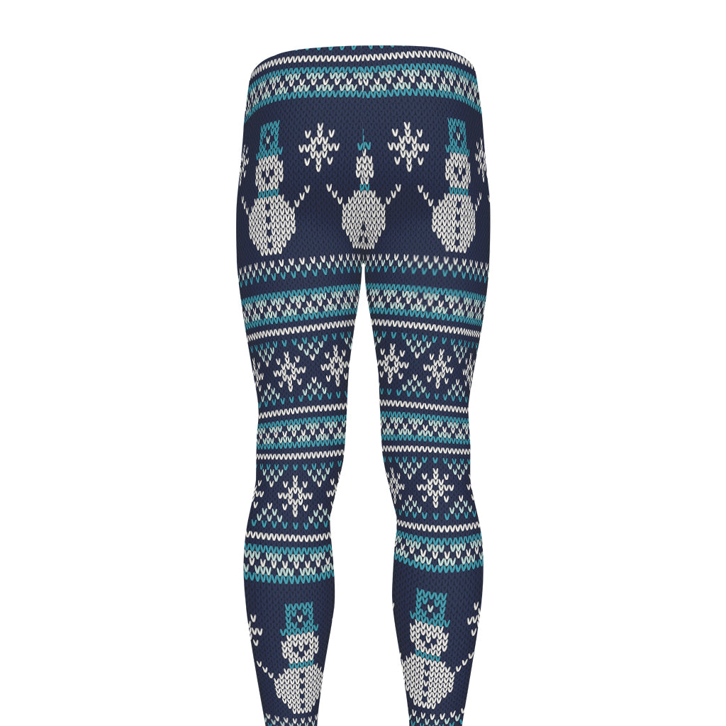 Christmas Snowman Knitted Pattern Print Men's leggings