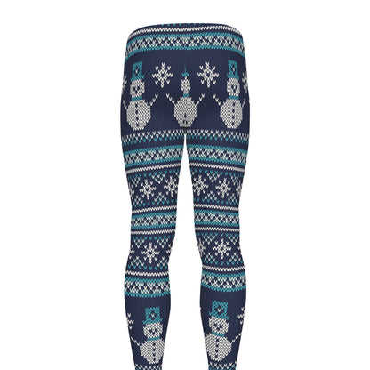 Christmas Snowman Knitted Pattern Print Men's leggings