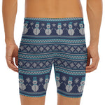 Christmas Snowman Knitted Pattern Print Men's Long Boxer Briefs