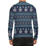 Christmas Snowman Knitted Pattern Print Men's Long Sleeve Rash Guard