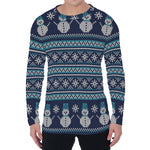 Christmas Snowman Knitted Pattern Print Men's Long Sleeve T-Shirt