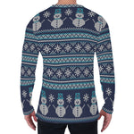 Christmas Snowman Knitted Pattern Print Men's Long Sleeve T-Shirt