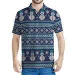 Christmas Snowman Knitted Pattern Print Men's Polo Shirt