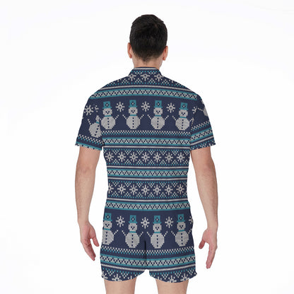Christmas Snowman Knitted Pattern Print Men's Rompers