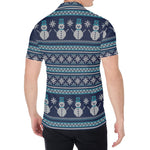 Christmas Snowman Knitted Pattern Print Men's Shirt