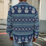 Christmas Snowman Knitted Pattern Print Men's Shirt Jacket