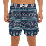 Christmas Snowman Knitted Pattern Print Men's Split Running Shorts
