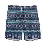 Christmas Snowman Knitted Pattern Print Men's Sports Shorts