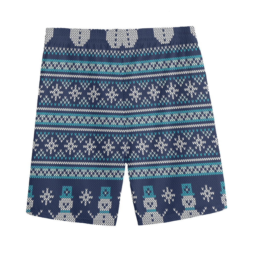 Christmas Snowman Knitted Pattern Print Men's Sports Shorts