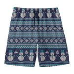 Christmas Snowman Knitted Pattern Print Men's Swim Trunks