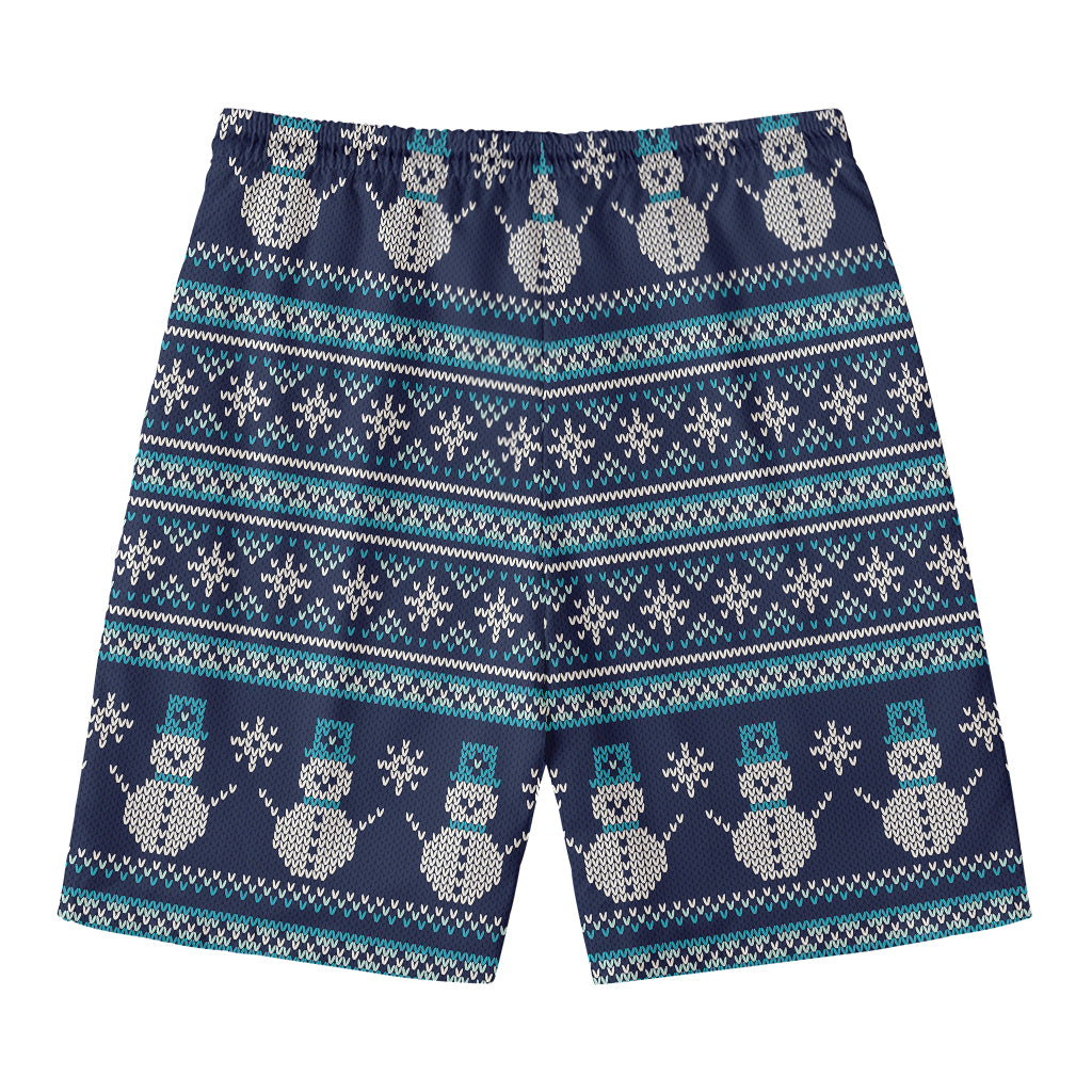 Christmas Snowman Knitted Pattern Print Men's Swim Trunks