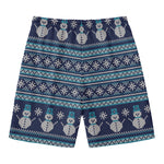 Christmas Snowman Knitted Pattern Print Men's Swim Trunks