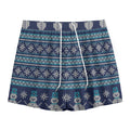 Christmas Snowman Knitted Pattern Print Mesh Shorts