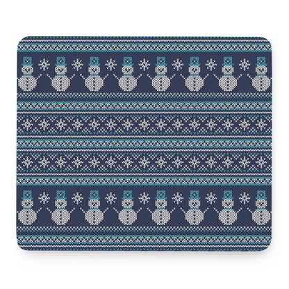 Christmas Snowman Knitted Pattern Print Mouse Pad