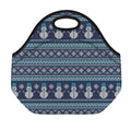 Christmas Snowman Knitted Pattern Print Neoprene Lunch Bag