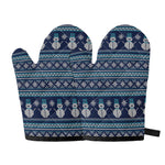 Christmas Snowman Knitted Pattern Print Oven Mitts