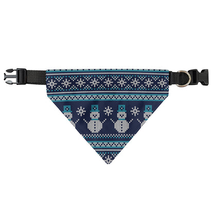 Christmas Snowman Knitted Pattern Print Over The Collar Dog Bandana