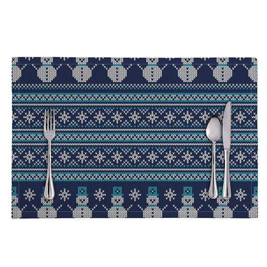 Christmas Snowman Knitted Pattern Print Placemat