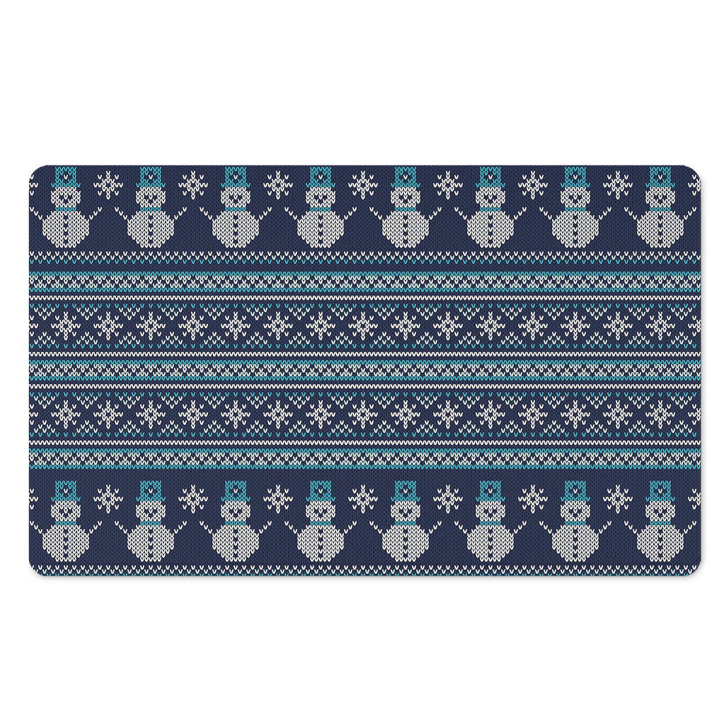 Christmas Snowman Knitted Pattern Print Polyester Doormat