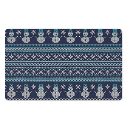 Christmas Snowman Knitted Pattern Print Polyester Doormat
