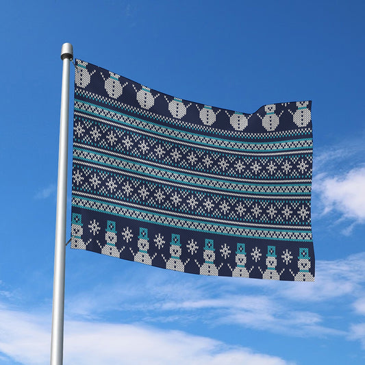 Christmas Snowman Knitted Pattern Print Polyester Flag