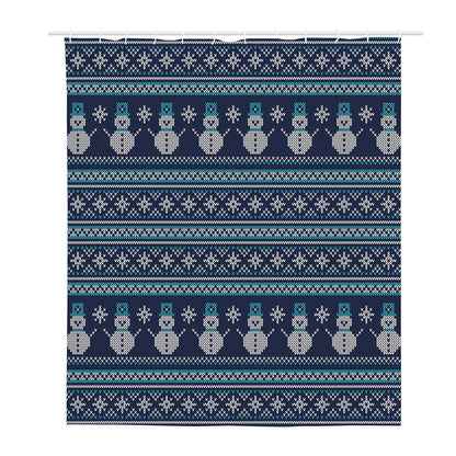 Christmas Snowman Knitted Pattern Print Polyester Shower Curtain