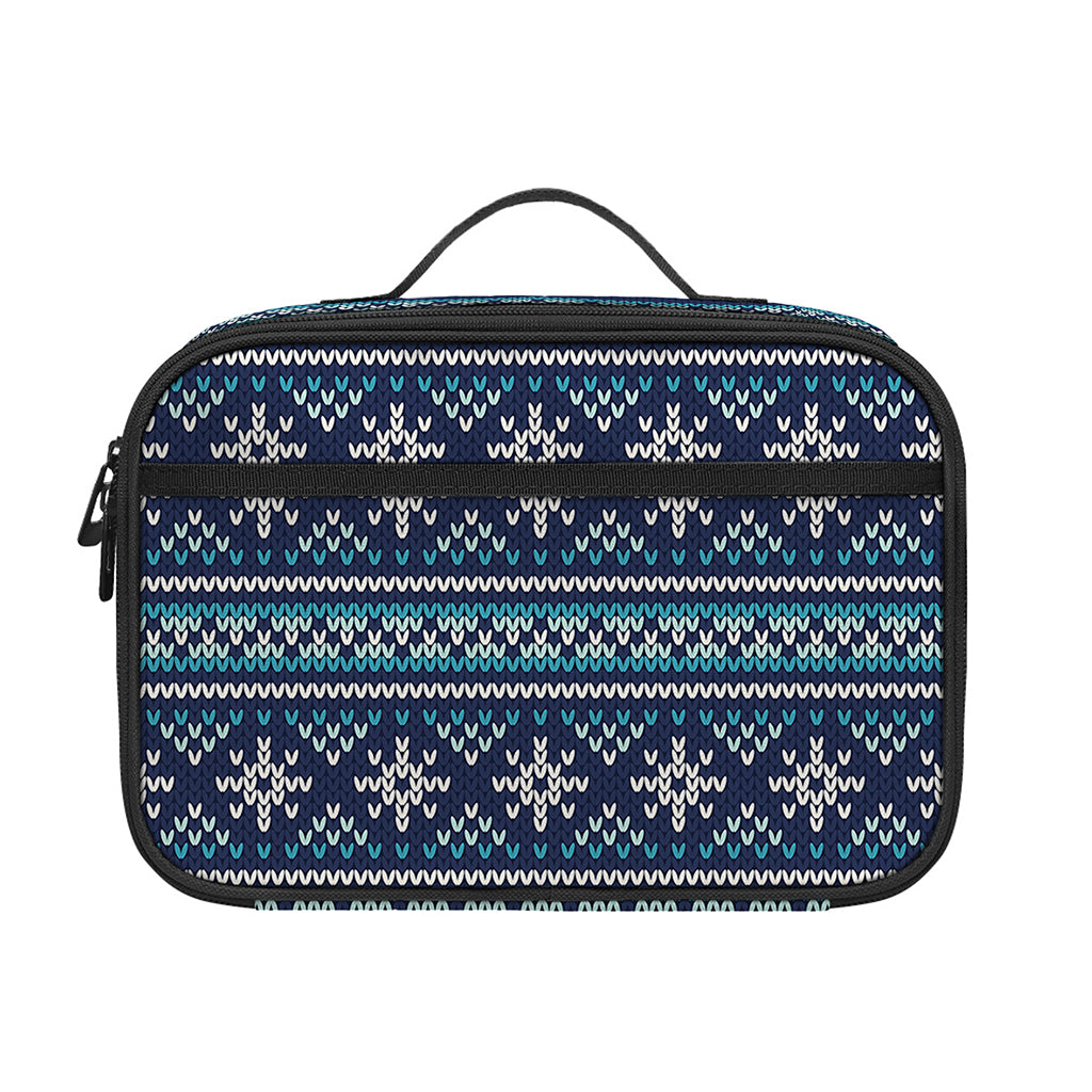 Christmas Snowman Knitted Pattern Print Portable Lunch Bag