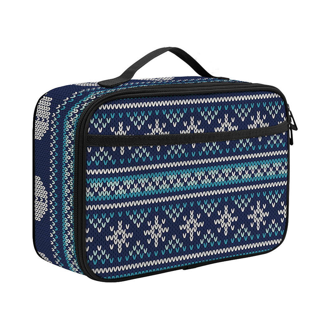 Christmas Snowman Knitted Pattern Print Portable Lunch Bag