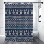 Christmas Snowman Knitted Pattern Print Premium Shower Curtain