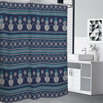 Christmas Snowman Knitted Pattern Print Premium Shower Curtain