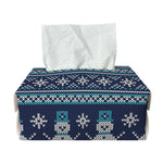 Christmas Snowman Knitted Pattern Print Rectangle Tissue Box Cover