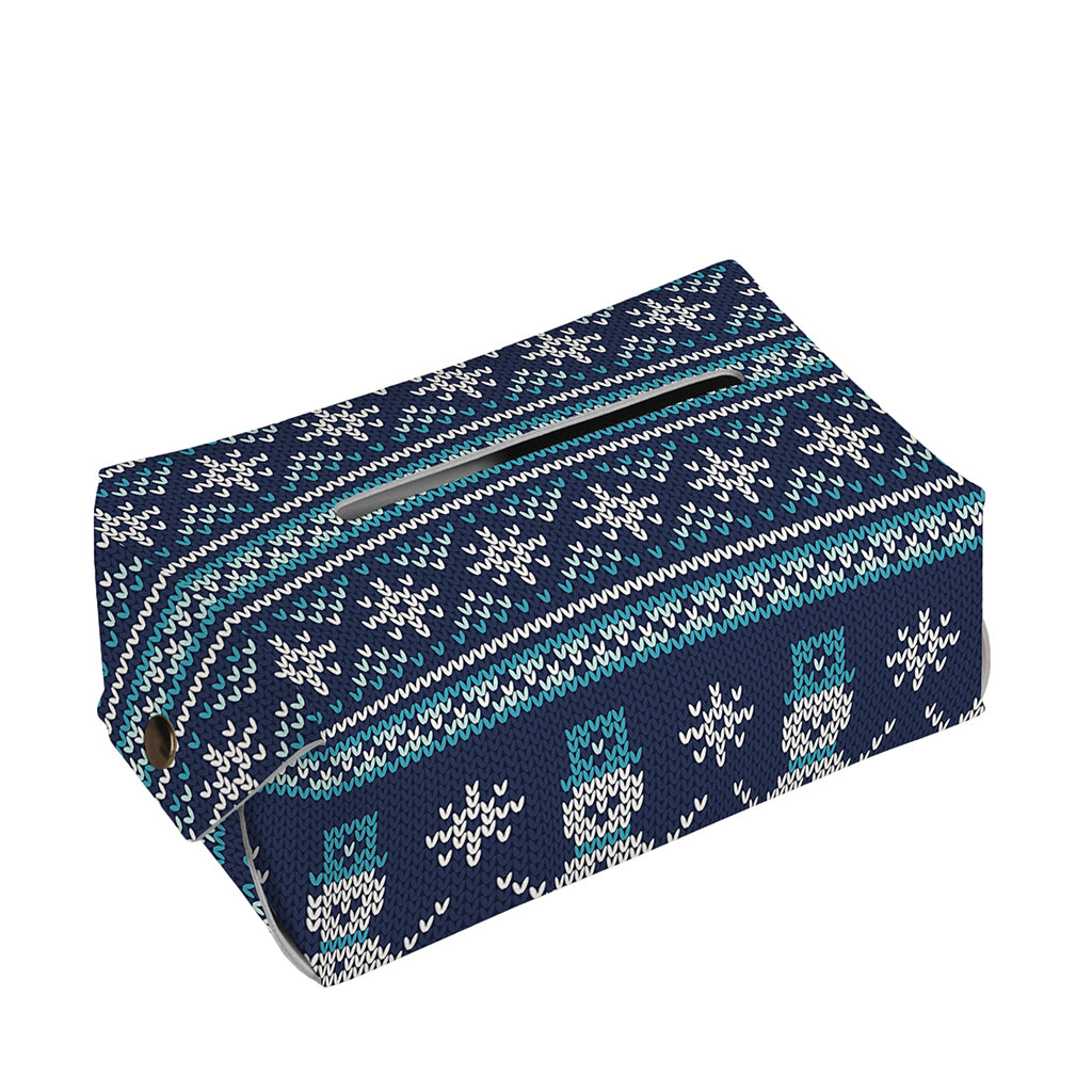 Christmas Snowman Knitted Pattern Print Rectangle Tissue Box Cover