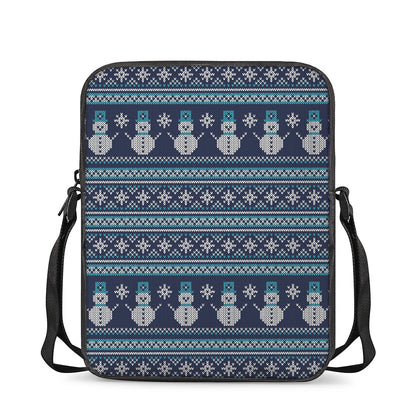 Christmas Snowman Knitted Pattern Print Rectangular Crossbody Bag