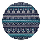 Christmas Snowman Knitted Pattern Print Round Blanket