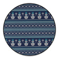 Christmas Snowman Knitted Pattern Print Round Floor Mat
