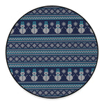 Christmas Snowman Knitted Pattern Print Round Floor Mat