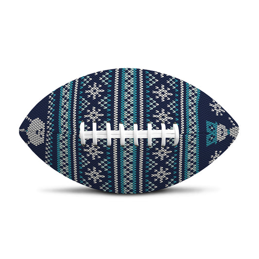 Christmas Snowman Knitted Pattern Print Rugby Ball