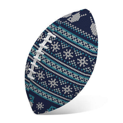 Christmas Snowman Knitted Pattern Print Rugby Ball