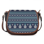 Christmas Snowman Knitted Pattern Print Saddle Bag