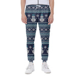 Christmas Snowman Knitted Pattern Print Scuba Joggers