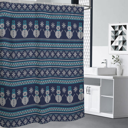 Christmas Snowman Knitted Pattern Print Shower Curtain