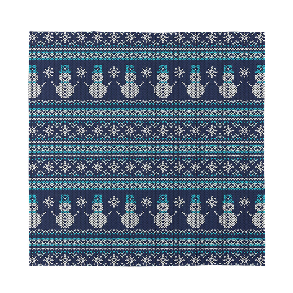 Christmas Snowman Knitted Pattern Print Silk Bandana