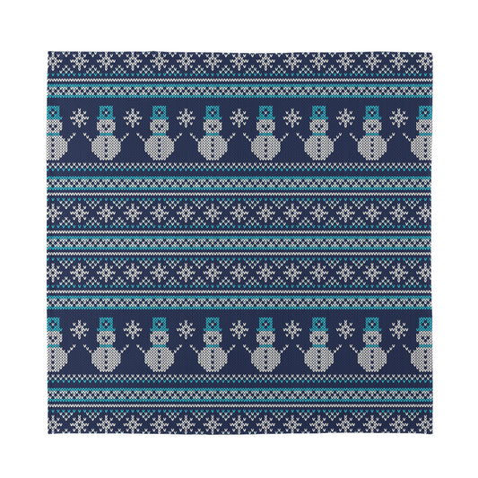 Christmas Snowman Knitted Pattern Print Silk Bandana