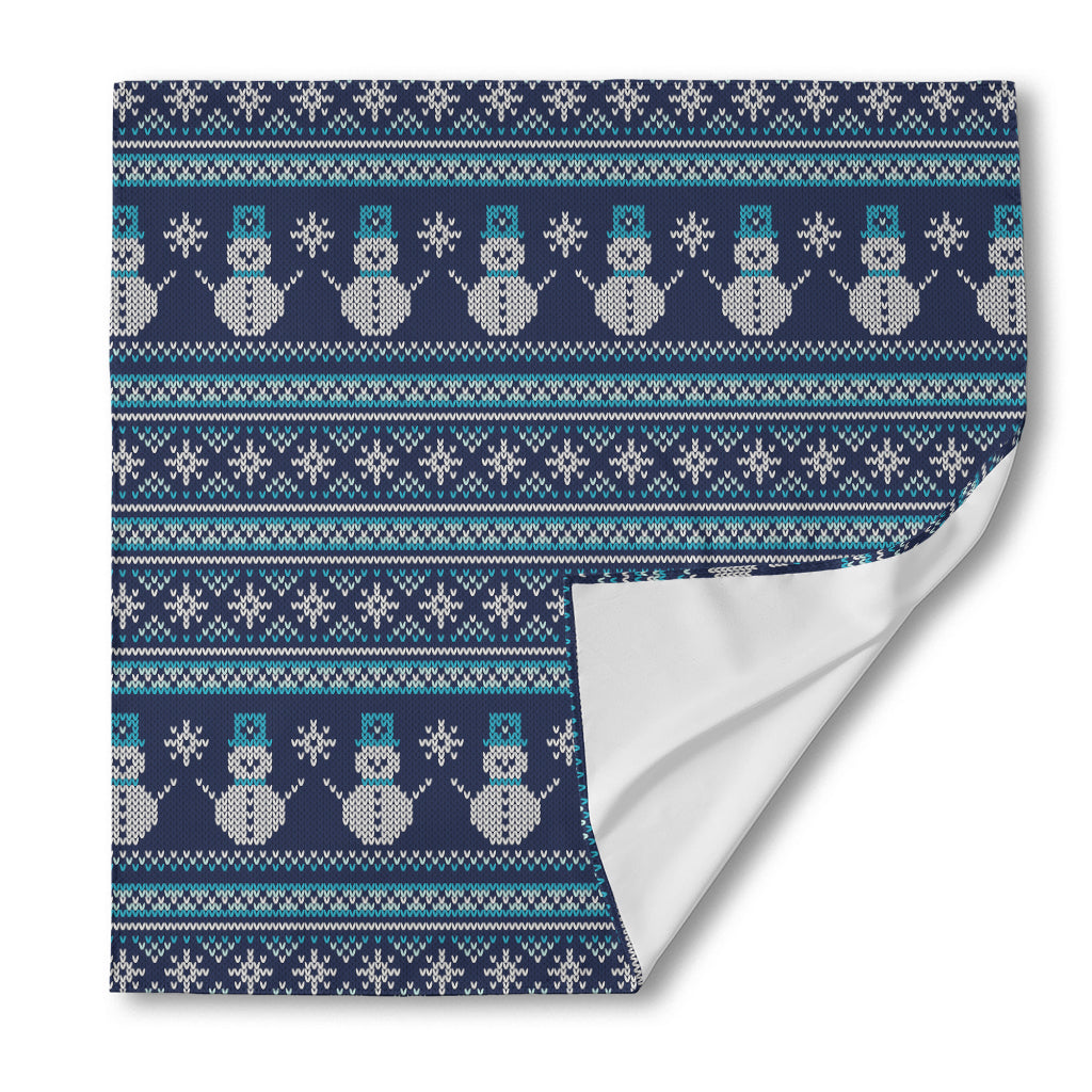 Christmas Snowman Knitted Pattern Print Silk Bandana