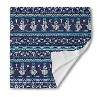 Christmas Snowman Knitted Pattern Print Silk Bandana
