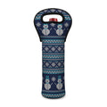 Christmas Snowman Knitted Pattern Print Single Neoprene Wine Tote
